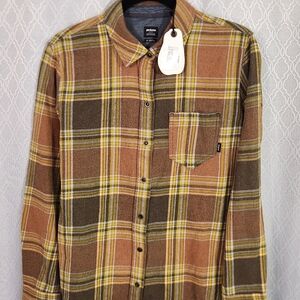 prAna Men’s Organic Cotton Plaid Button Down Shirt Size Small NWT
